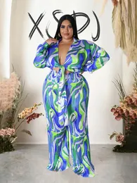 Plus Size Matching Sets Autumn Pants Sets Women Outfit Sexy Top and Trousers Two Piece Sets 2x 3x 4x Wholesale Drop 240129