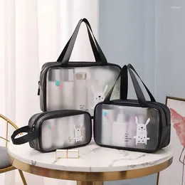Storage Bags Cartoon PVC Cosmetic Bag Transparent Portable Waterproof Cute Makeup Small Zipper Bathroom