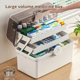 1pc White Large Capacity Medicine Box For Home Storage Multi Layer Classification 240124