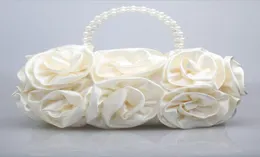 Hela damer Satin Rose Clutch Wedding Party Handväska Evening Flower Bag Välj Colors New4561780