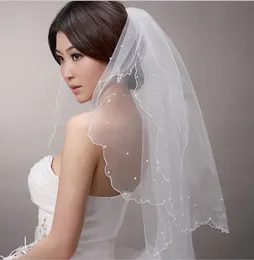 2015 New Bride Wedding Veil Short Twolayer 웨딩 베일 1313m 신부 진주 베일 소프트 웨딩 액세서리 3149645