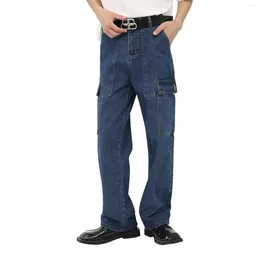Jeans da donna Abbigliamento da lavoro Dritto High Street Retro Multi tasche con bottoni Old Gamba larga Pantaloni Uomo S 1 Abbigliamento Lp812 4
