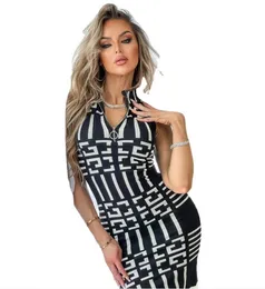 Summer Women Casual Dresses Sexig Slim Fit Vest Zipper Polors Collar Dress Party Club Beach Designer kjolar Korta klänningar för flickor