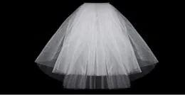 シンプルな短いチュールウェディングベール安い2019年、マリエージウェディングアクセサリーの花嫁のための白いアイボリーブライダルベール9978747