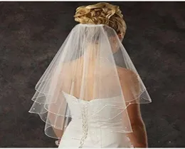 Veli da sposa economici Velo da sposa con perle scintillanti a 2 livelli con pettine3778687