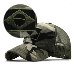 Ball Caps 2024 Army Camouflage Male Baseball Cap Men Embroidered Brazil Flag Outdoor Sports Tactical Dad Hat Casual Hunting Hats