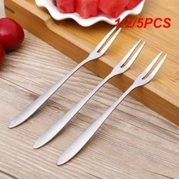 Forks 1/2/5pcs Paslanmaz çelik iki Yatan Streware Meyve Çatal Doğum Günü Partisi Seçim Atıştırmalık Tatlı Mutfak Aksesuar