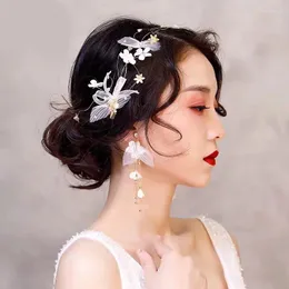 Collana orecchini set filati bianchi fascia per fiori con pezzo per acconciature per donne festa di nozze Pografia NA
