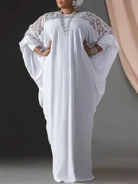 VONDA PLUS STORLEK KVINNA MAXI KLÄNNING SOMMER SUNDRESS Lång ärm Vit Lace Robe Female Patchwork Casual Long Vestido 240130