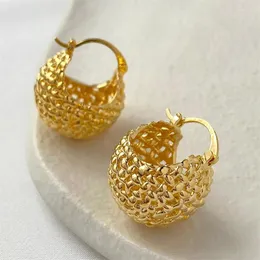 Kolczyki Dangle Proste design Gold Kolor Pleted Pleted Circle Ball Hoop for Women Ear Buxles JEINDERY Hurtowa