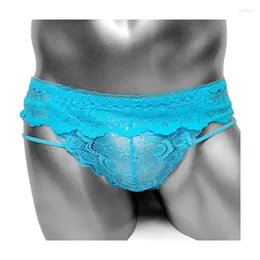 Mutande Gay Men Sexy Floral Sissy Mutandine See Thru Mens Slip in pizzo Intimo Low Rise Lingerie Brief Ropa Interior Hombre