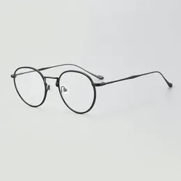 Óculos de sol quadros redondo fino puro titânio óculos de leitura homens lentes ópticas de alta qualidade para mulheres elegantes óculos estéticos