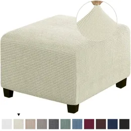 Quadratischer Fußhocker-Bezug, Stretch-Polar-Fleece, Ottoman-Bezug, Sofa-Fußstütze, Hocker-Schonbezug für Wohnzimmermöbel, Schutzhülle 240219