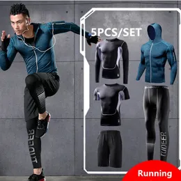 Reflective Sports Suit Men Running Set Jogging Basketball Underwear Tights Sportswear Gym Fitness Tracksuit Training Clothes 240131