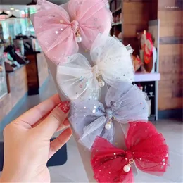 Hair Accessories 10pcs/lot Novelty Shiny Sequins Clip Girls Grid Yarn Tiara Bow Hairpins Children Headwear Cute Hairgrip