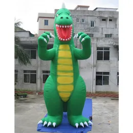 Atacado divertido 4mH inflável dinossauro verde escuro mascote dos desenhos animados para exposição de eventos de festa ao ar livre / publicidade feita na China 001