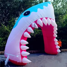 wholesale 8mH (26ft) with blower Fancy Inflatable Shark Arch With Strip and Blower For Mall Advertising Theme Decoration