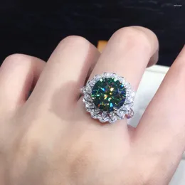 Pierścienie klastra Diwenfu Real 14K Rose Gold Jewelry Emerald for Women Bohemia Wedding Pase