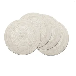 Table Mats 4-Piece Set Meal Mat Woven Round Beige Tableware Cup Pad Multi-Purpose High-Quality Economical Convenient Reliable