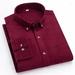 Męskie koszule na zwykłe koszule S-7xl Corduroy Koszula z długim rękawem bawełniana miękka wygodna komfortowa sukienka biznesowa ubrania bluzki