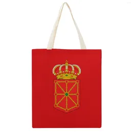 Torby na zakupy Bandera de Navarra Canvas Tote Bag z podwójną nowością nerd piechoty pakiet najwyższej jakości