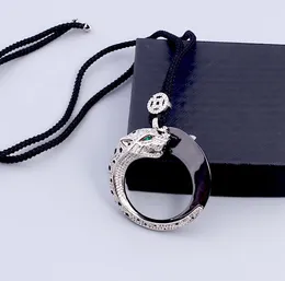 Hip Hop High carbon diamond Black Enamel Jaguar Series Double-Sided Leopard Necklace Gradient Two Headed Men Women Fashion Punk Charm Jewelry