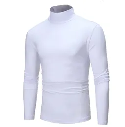 Spring Autumn Winter Mens Thermal Long Sleeve Roll Turtleneck T-shirt Solid Color Topps Male Slim Basic Stretch Tee Top 240202