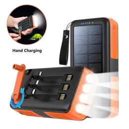 63200mAh Hand Crank Solar Power Bank with LED Camping Light External Battery Charger Powerbank for iPhone Huawei Xiaomi Samsung