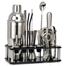 550 ml 750 ml Edelstahl Cocktail Shaker Mixer Getränk Barkeeper Kit Bars Set Werkzeuge mit Weinregal Ständer Werkzeug für Geburtstagsgeschenk 240123