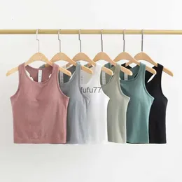 Racerback LL Yoga Tank Tops lu Women Fiess Sleeveless Summer Sports Vest Breathable Cami Shirts Slim Ribbed Running Gym Crop Built in Bra Top New style