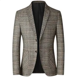 Herren-Anzugjacke, hochwertige Kleidung, Business-Casual-Blazer, hübscher karierter Slim-Fit-Blazer, Größe 4XLM 240125