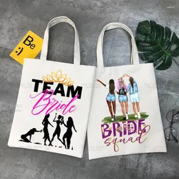 Einkaufstaschen Team Bride Female Tote Bag Unisex Evjf Junggesellinnenabschied Leinwand Hochzeit Casual Schulter faltbar