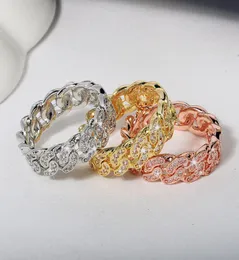 Küba Bağlantı Yüzükleri Hiphop Düğün Partisi Yahudi Buzlu Kübik Zirkonya Moda Mikro Pave Yüzük Kadınlar için Bague Femme Whole2605664