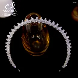 Hair Clips ASNORA Tiaras Crystal Headbands Lengthen Crown Silver Color Diadem Bridal Head Accessories Wedding Headwear