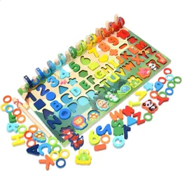 Montessori Educational Wooden Toys Children Busy Board Math Fishing Childrens Wooden Preschool Montessori Toy Counting Geometry 240130