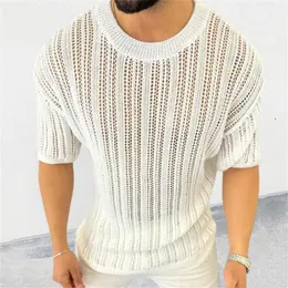 Men's Vests 2024 Summer Sweater Hollow Out Short Beaded Turtleneck Pocket T Shirt Pack 2nd Amendment Shirts For Men Tee