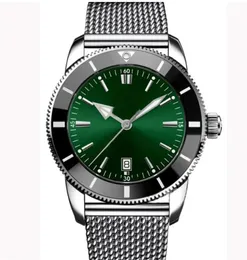 U1 Top-klass AAA Bretiling äkta läder Super Ocean Heritage Men Watches 46mm Blue Dial Automatic Mechanical Watch Date Wristwatches O707