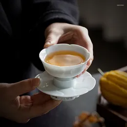 Bicchieri da vino Imitazione Song Yingqing Master Cup Piede alto Set da tè piccolo in ceramica Confezione regalo Celadon con pneumatici sottili