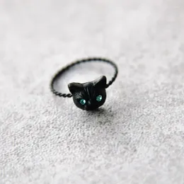 Cluster Ringe Schöne dunkle Katze Cartoon Noir Ring Mode Schwarz für Männer Frauen Party Schmuck Geburtstag Weihnachtsgeschenk 2024