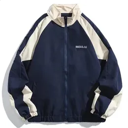 Университетская куртка в стиле хип-хоп, мужская уличная лоскутная ветровка с цветными блоками, пальто на весну и осень, тонкие модные куртки для колледжа 240202