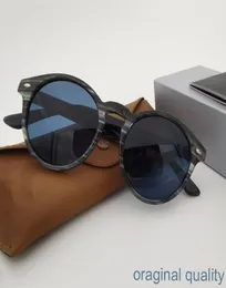 2180 Yüksek kaliteli çizgili daire güneş gözlüğü Steampunk Erkek Kadın Marka Tasarımcı Gözlükleri De Sol Shades UV Koruması Kutu Logosu1420420