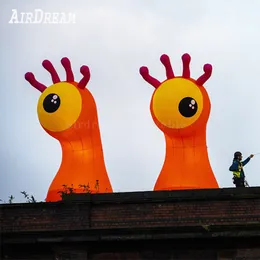 Partihandel ny ankomst orange anpassningsbar uppblåsbar monster enstaka ögon modell ballong ledande lampor glöd pelare replika