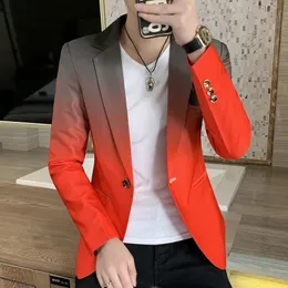 Blazer Fot Männer Frühling Männliche Farbverlauf Anzug Jacke Masculino Koreanischen Stil Slim Fit Casual Mode Trend Kleid 240124