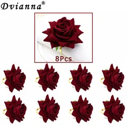 8 Stück Blumen-Serviettenringe, rote Rose, Serviettenhalter, Ringe für Hochzeit, Valentinstag, Bankett, Weihnachten, Geburtstag, Dekoration HWW01 240127