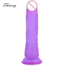 Thierry 21cm gelé kuk realistiska dildos med stark sugkopp flexibel konstgjorda penissex leksaker för kvinnor g spot dick dong 240130