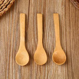 Servis uppsättningar 5st Natural Wood Spoon Bamboo kaffestesked Delikat redskapsbelämne Small Scoop Kitchen Cooking Table Seary