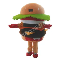 Desempenho grande hambúrguer mascote trajes de alta qualidade personagem dos desenhos animados terno terno carnaval adultos tamanho halloween festa de natal carnaval vestido ternos
