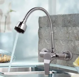 キッチン蛇口高品質の真鍮デュアルホールウォールマウントミキサー蛇口と冷水