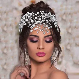 Copricapo Copricapo Fatti a mano di lusso Strass flessibili Cristalli Perle Tiara nuziale Corona nuziale Accessori per capelli donna Gioielli Argento Oro Colori NG003