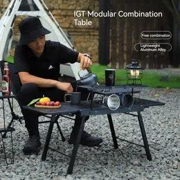Utomhus IGT Combat Style Portable Folding Table Camping Table and Chair Multifunktionell expansion Teabell Camping Tabell 240124